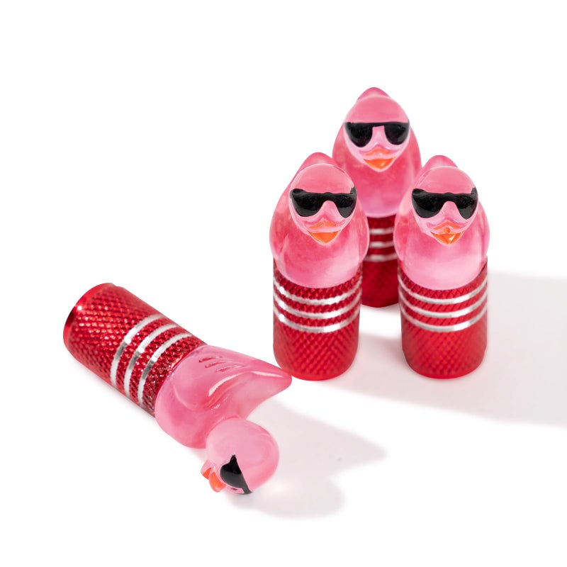 Rislobx 4Pcs Tire Valve Stem Cap Cover for Car SUV Truck, Valve Cover with Funny Duck Sunglasses, Decorative Tire Valve Caps Wheel Accessories (Red Sunglasses Duck) - Image 1